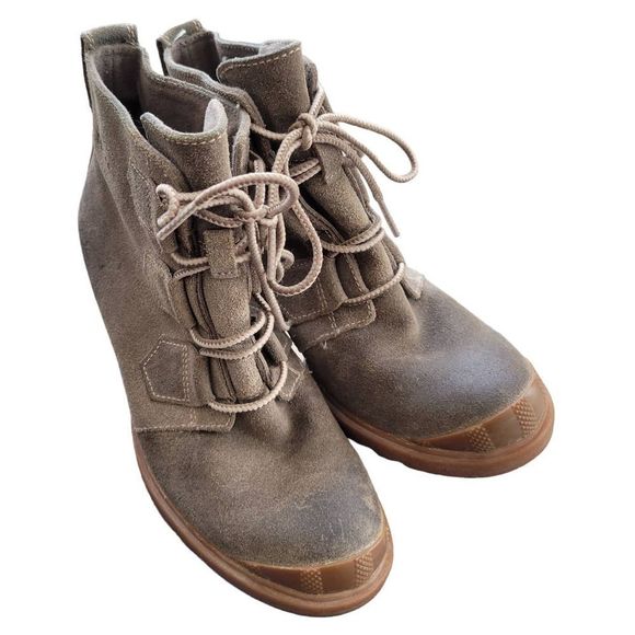 Sorel Toronto Wedge Suede Olive Green Ankle Booties NL2115-245 Women's US 6 - Picture 2 of 12